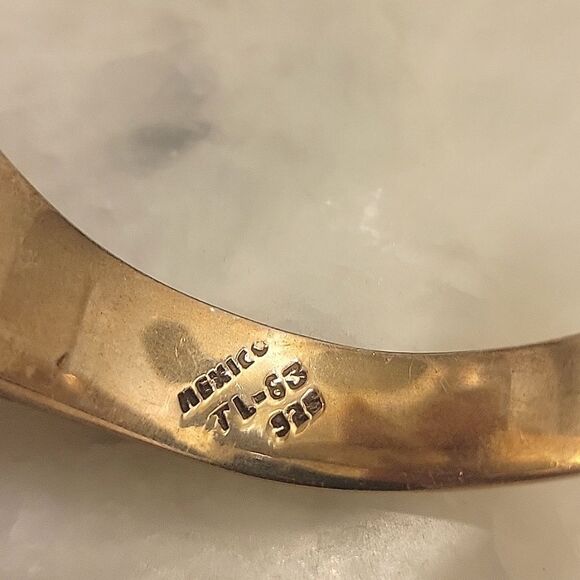 Signed Vintage Mexico Taxco Malachite 925 Sterling Silver Bangle Bracelet Cuff - Picture 6 of 12